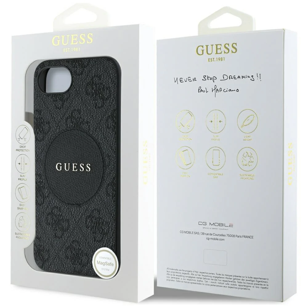 MagSafe Case for Apple iPhone 17e / 16e, Guess, 4G Circle Classic Logo, Brown - Image 7