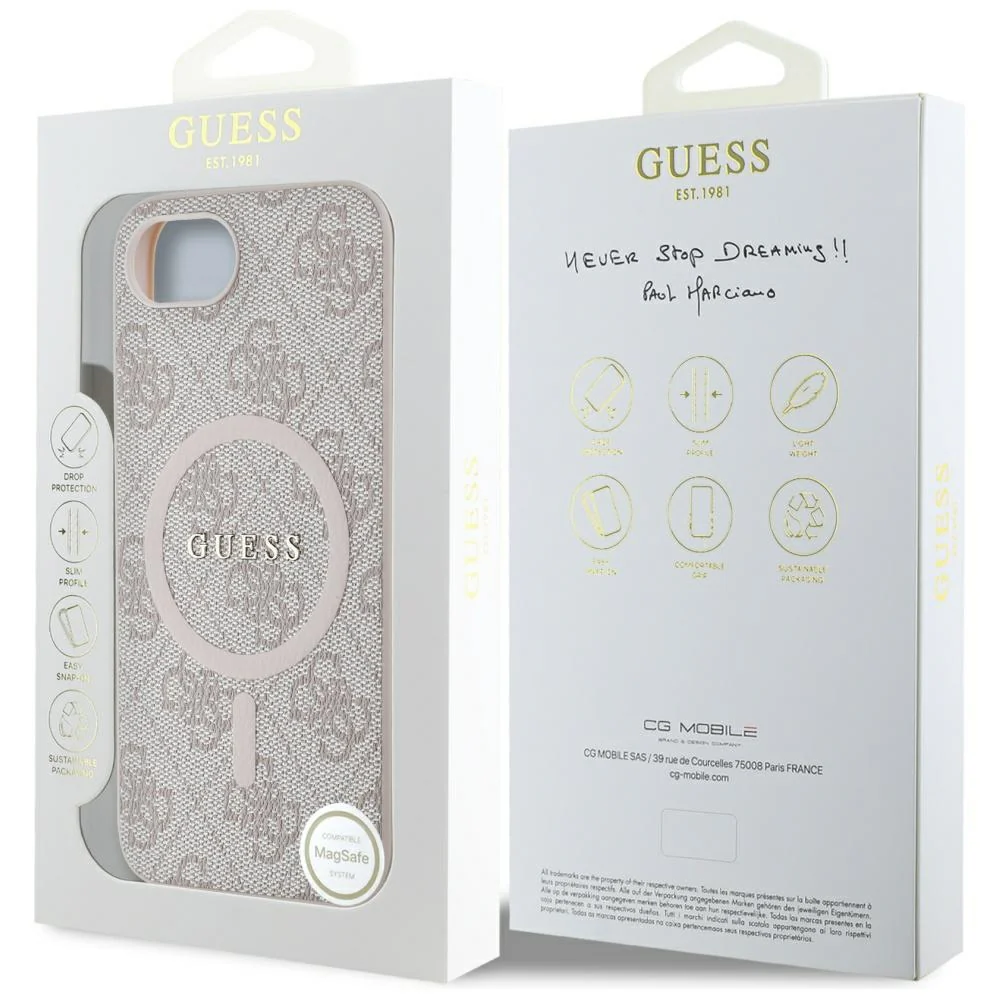 MagSafe Case for Apple iPhone 17e / 16e, Guess, 4G Ring Classic Logo, Pink - Image 7