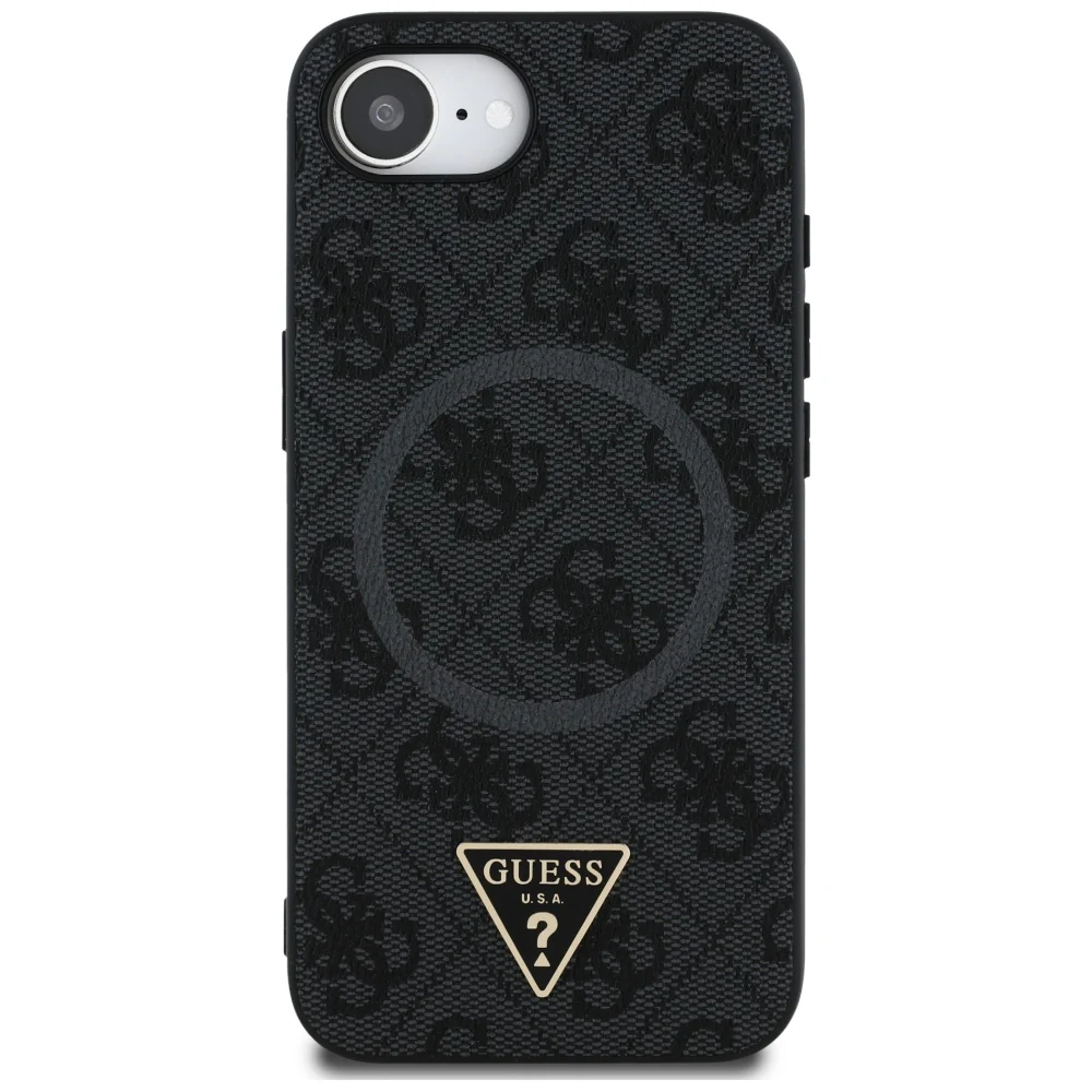 MagSafe Case for Apple iPhone 17e / 16e, Guess, 4G Ring Triangle Logo, Black - Image 2