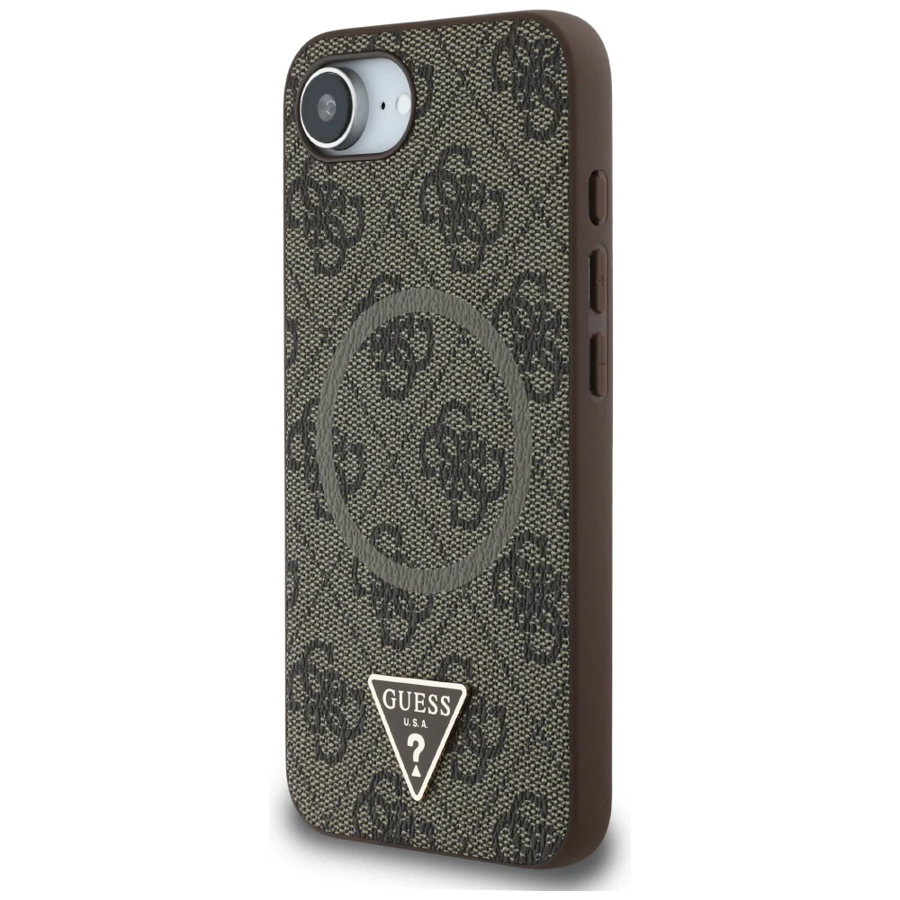 MagSafe Case for Apple iPhone 17e / 16e, Guess, 4G Ring Triangle Logo, Brown - Image 3