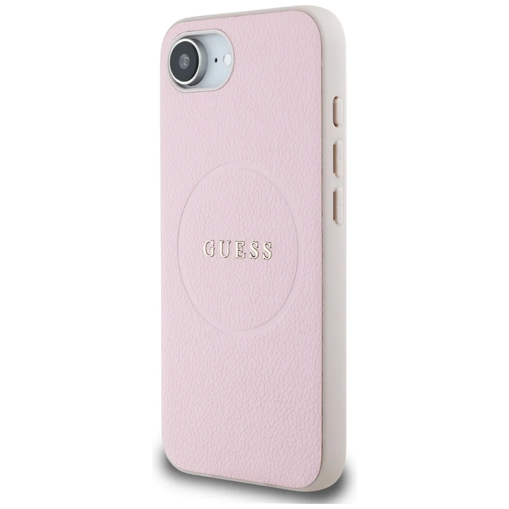MagSafe Case for Apple iPhone 17e / 16e, Guess, Grained Gold Ring, Pink - Image 4