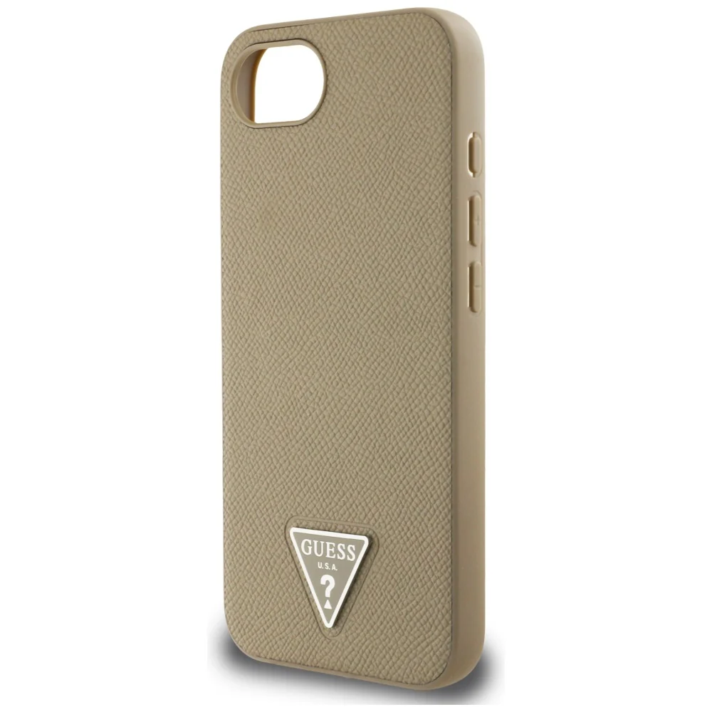MagSafe Case for Apple iPhone 17e / 16e, Guess, Grained Triangle Logo, Brown - Image 3