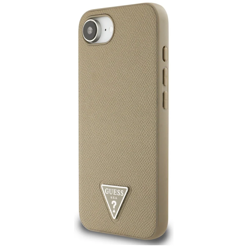 MagSafe Case for Apple iPhone 17e / 16e, Guess, Grained Triangle Logo, Brown - Image 4