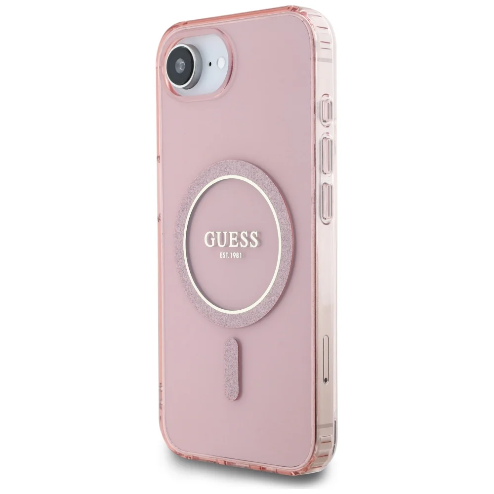 MagSafe Case for Apple iPhone 17e / 16e, Guess, IML Glitter Circle, Pink - Image 4