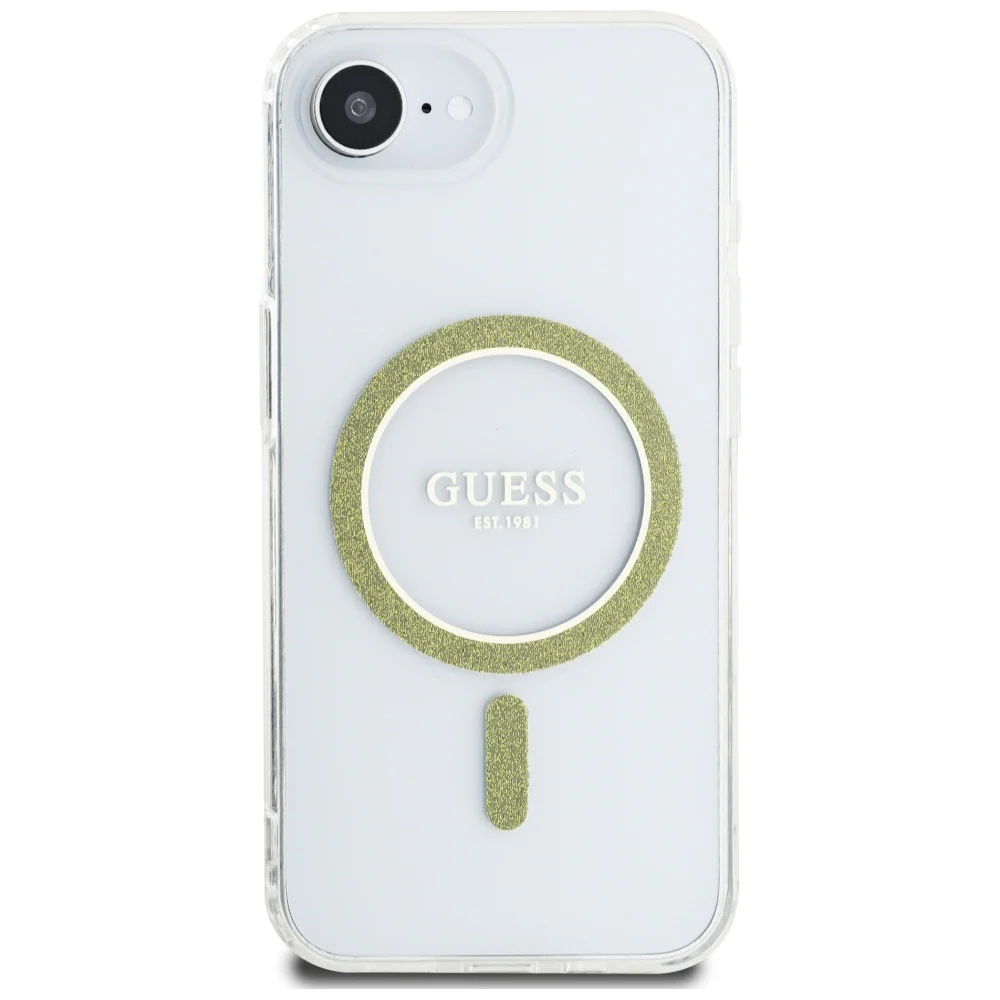 MagSafe Case for Apple iPhone 17e / 16e, Guess, IML Glitter Circle, Transparent - Image 4