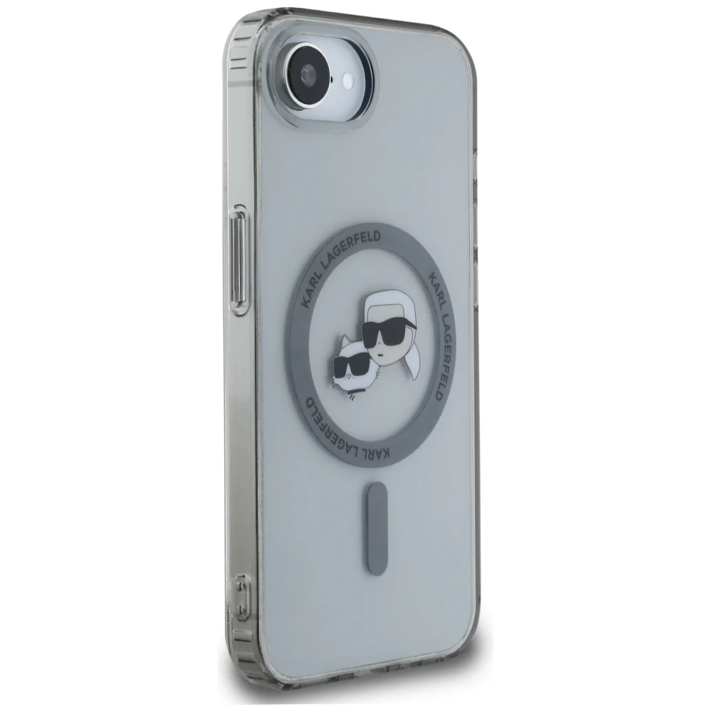 MagSafe Case for Apple iPhone 17e / 16e, Karl Lagerfeld, IML Metal Karl & Choupette's Heads, Black - Image 4