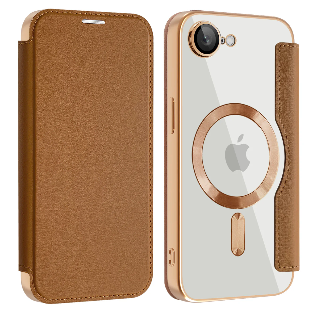 MagSafe Case for Apple iPhone 17e / 16e, Techsuit, SmartMag Book, Brown - Image 2