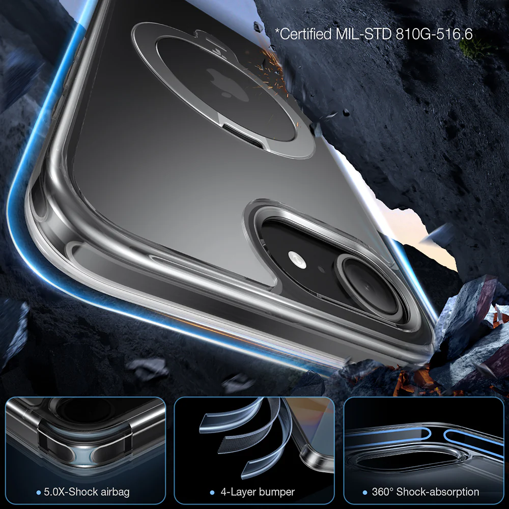 MagSafe Case for Apple iPhone 17e / 16e, Torras, Ostand Spin, Transparent - Image 6