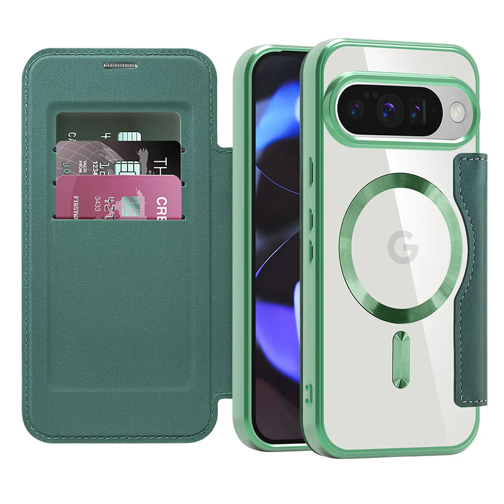 MagSafe Case for Google Pixel 10 Pro / 10, Techsuit, SmartMag Book, Green