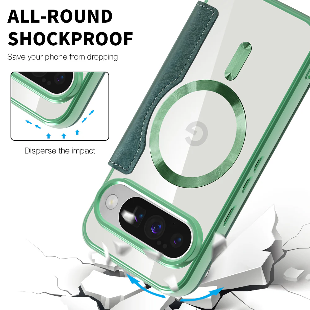 MagSafe Case for Google Pixel 10 Pro XL, Techsuit, SmartMag Book, Green - Image 4