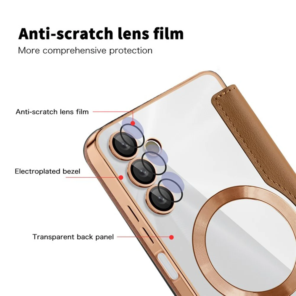 MagSafe Case for Samsung Galaxy A05s A057, Techsuit, SmartMag Book, Brown - Image 3