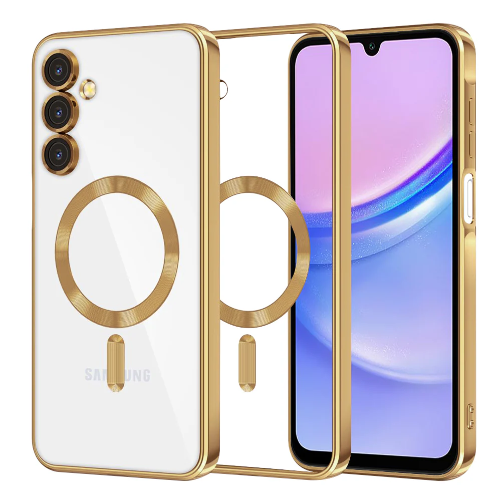 MagSafe Case for Samsung Galaxy A15 5G A156 / A15 A155, Techsuit, Luxury Crystal, Gold