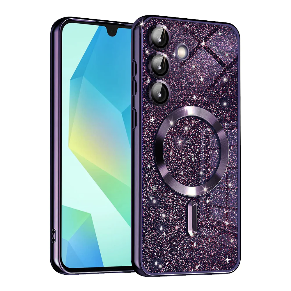 MagSafe Case for Samsung Galaxy A16 5G A166 / A16 4G A165, Techsuit, Luxury Glitter, Dark Purple