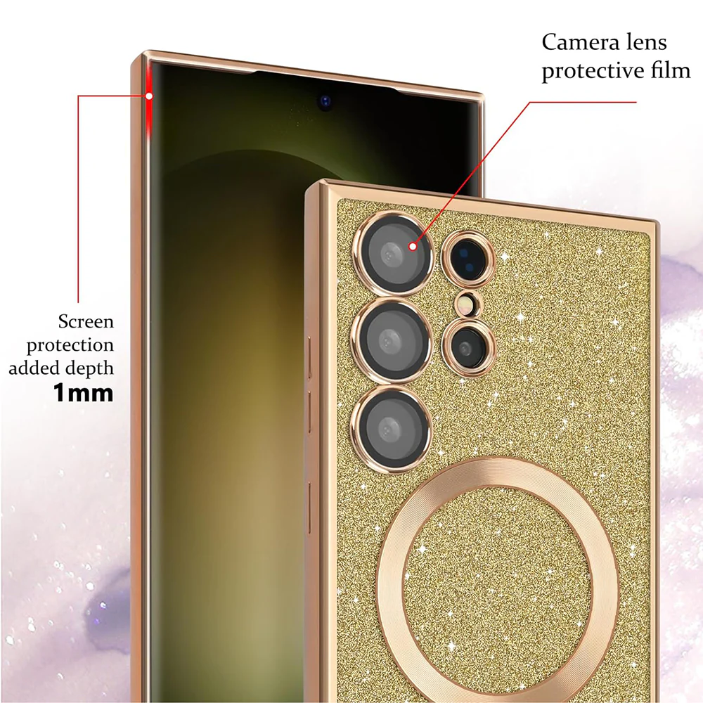 MagSafe Case for Samsung Galaxy A17 4G / A17 5G, Techsuit, Luxury Glitter, Red - Image 6