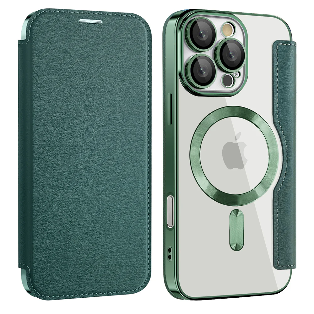 MagSafe Case for Samsung Galaxy A17 5G, Techsuit, SmartMag Book, Green