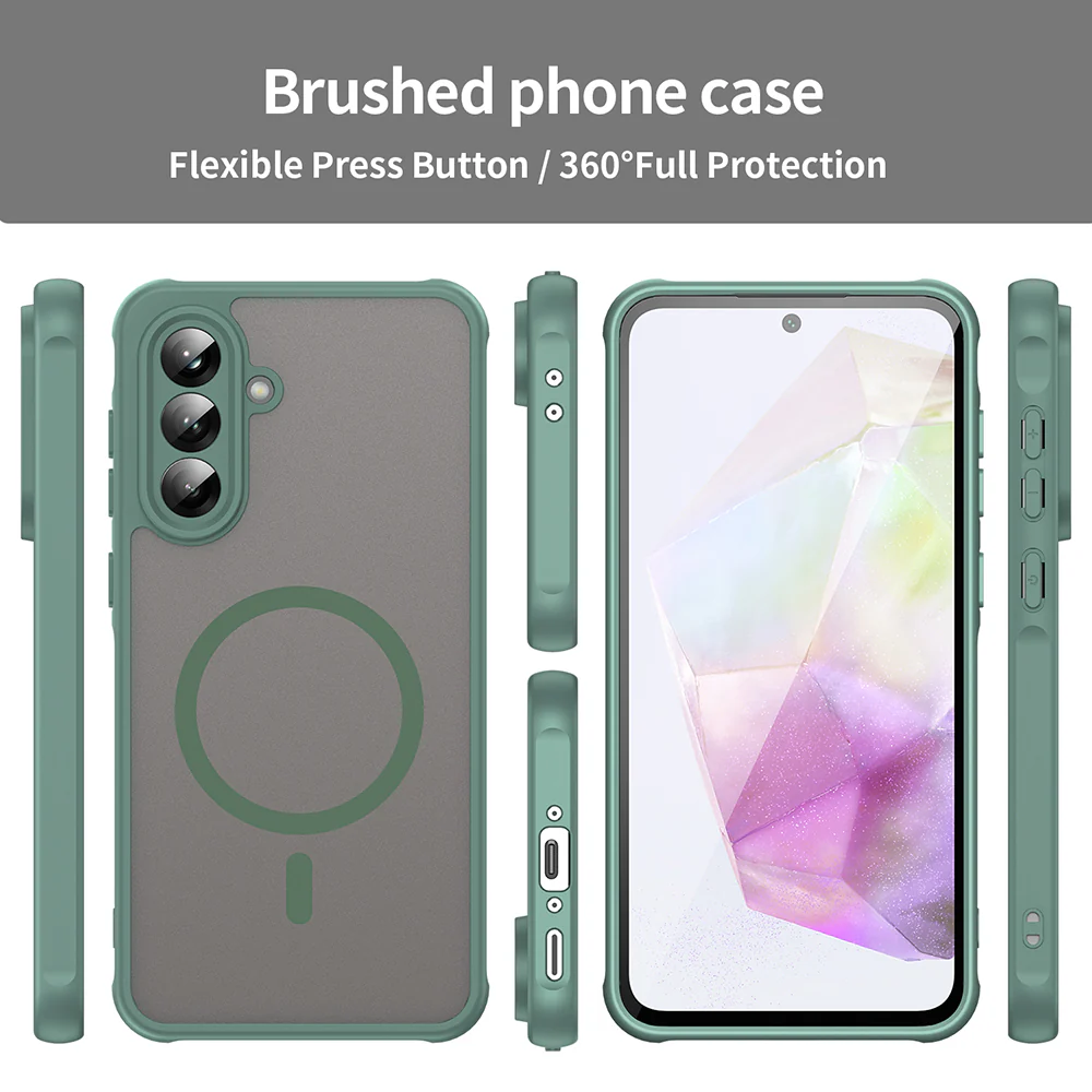 MagSafe Case for Samsung Galaxy A36 A366, Techsuit, HaloFrost II, Green - Image 3