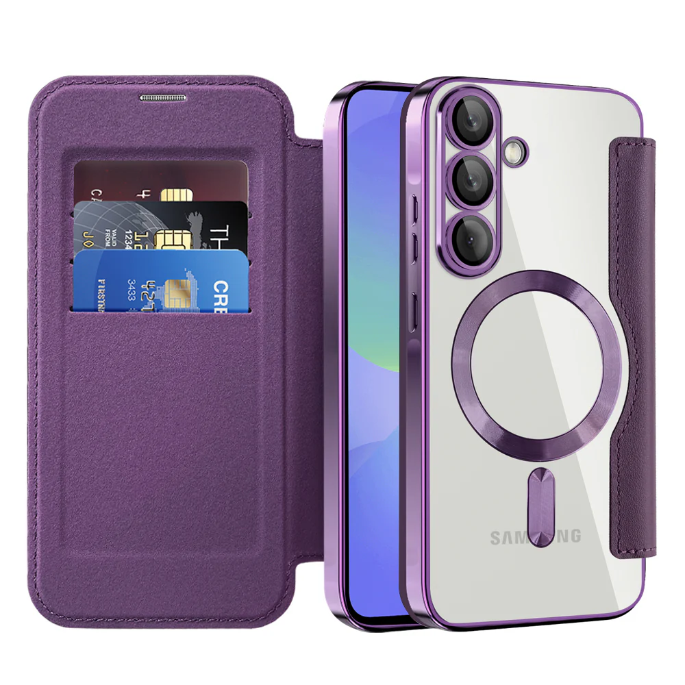 MagSafe Case for Samsung Galaxy A36 A366, Techsuit, SmartMag Book, Purple