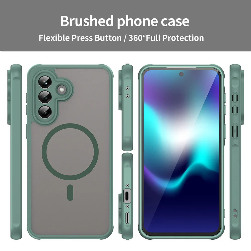 MagSafe Case for Samsung Galaxy A37 5G, Techsuit, HaloFrost II, Green - Image 5