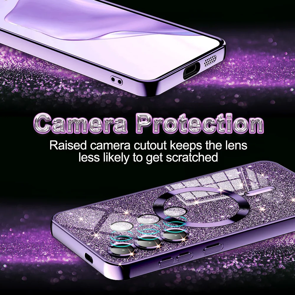 MagSafe Case for Samsung Galaxy A37 5G, Techsuit, Luxury Glitter, Dark Purple - Image 2
