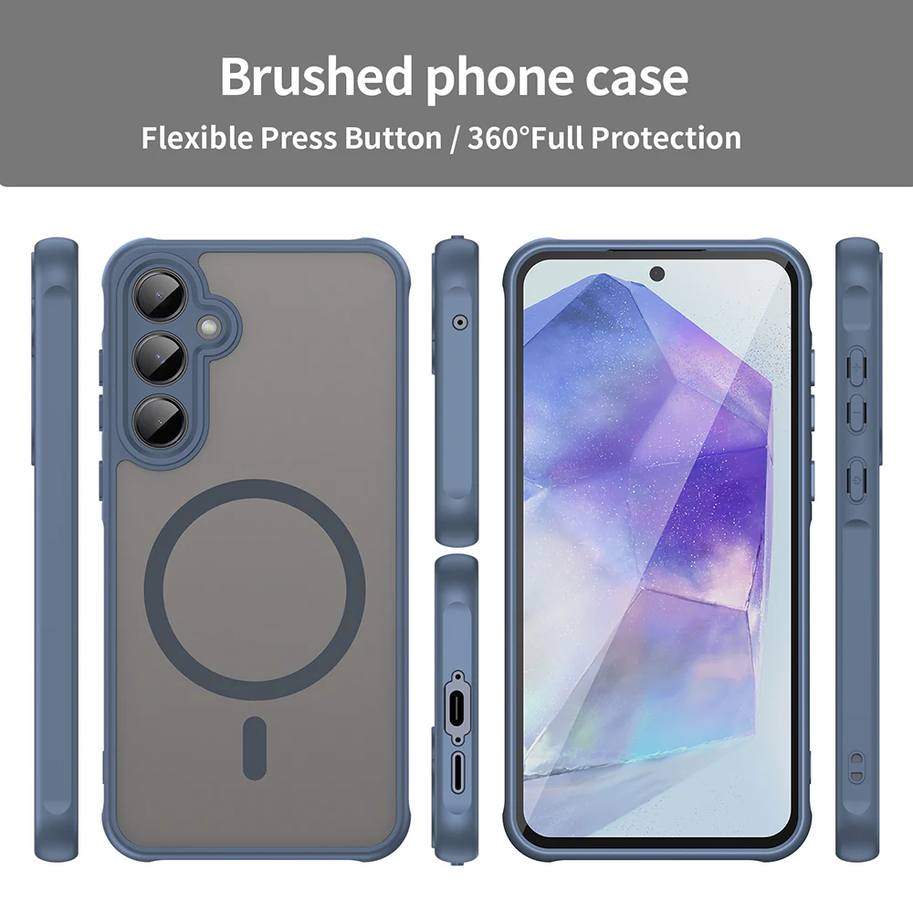 MagSafe Case for Samsung Galaxy A55 5G A556, Techsuit, HaloFrost II, Navy Blue - Image 3
