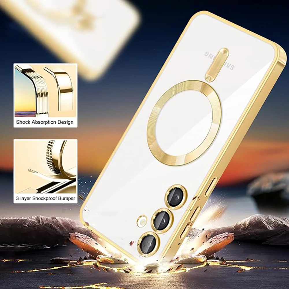 MagSafe Case for Samsung Galaxy A55 5G A556, Techsuit, Luxury Crystal, Silver - Image 4