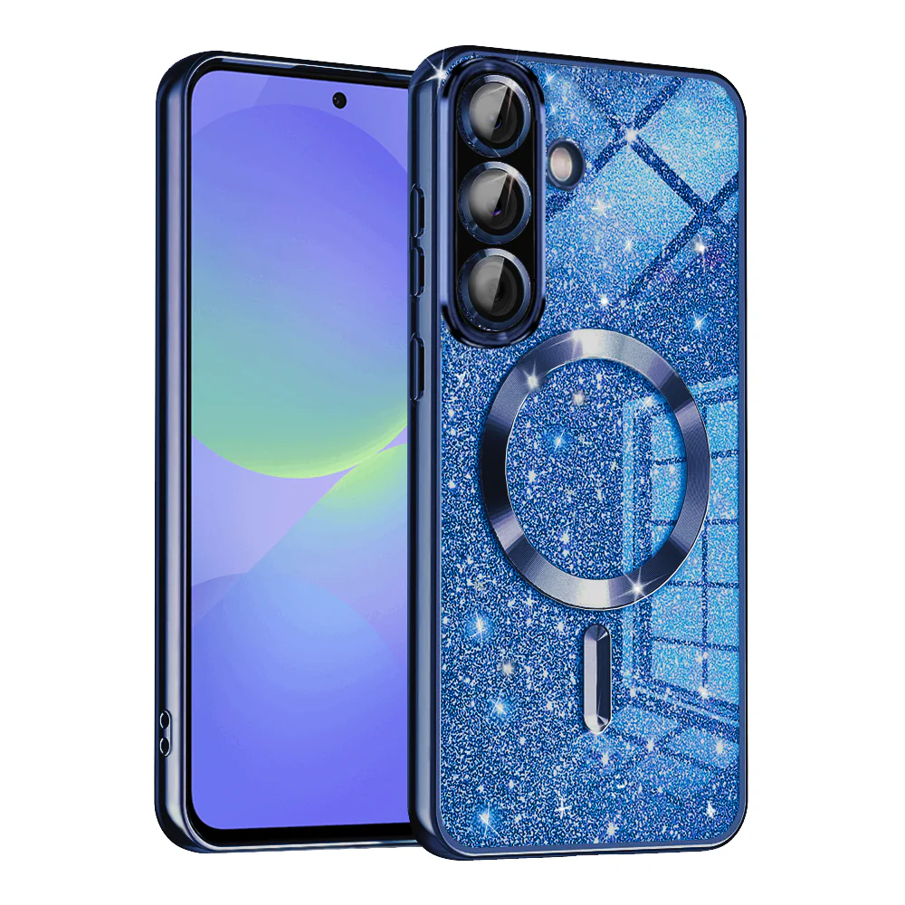 MagSafe Case for Samsung Galaxy A56 A566 / A36 A366, Techsuit, Luxury Glitter, Dark Blue