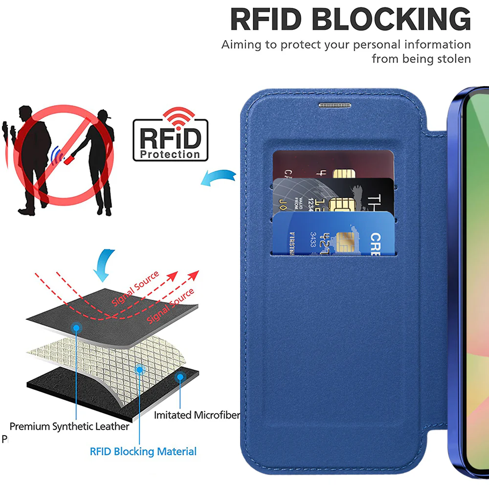 MagSafe Case for Samsung Galaxy A56 A566, Techsuit, SmartMag Book, Blue - Image 5