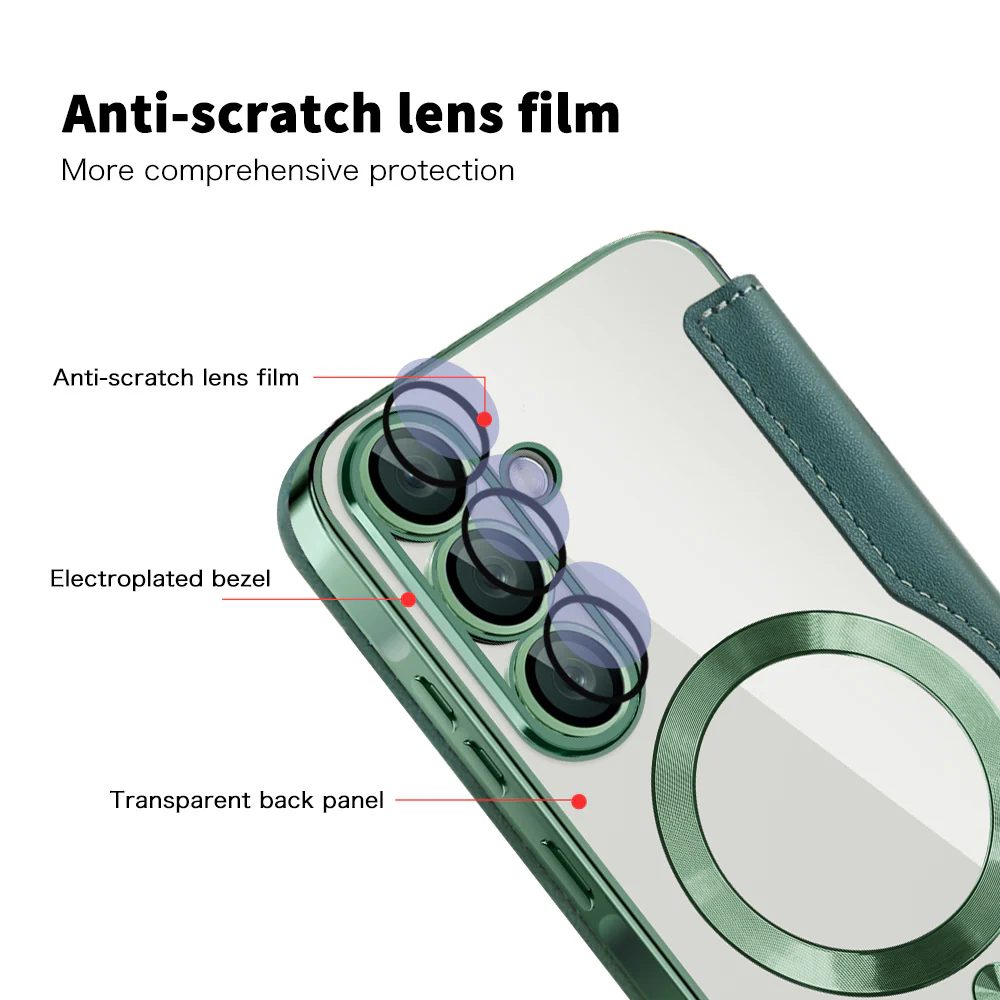 MagSafe Case for Samsung Galaxy A57 5G, Techsuit, SmartMag Book, Green - Image 3