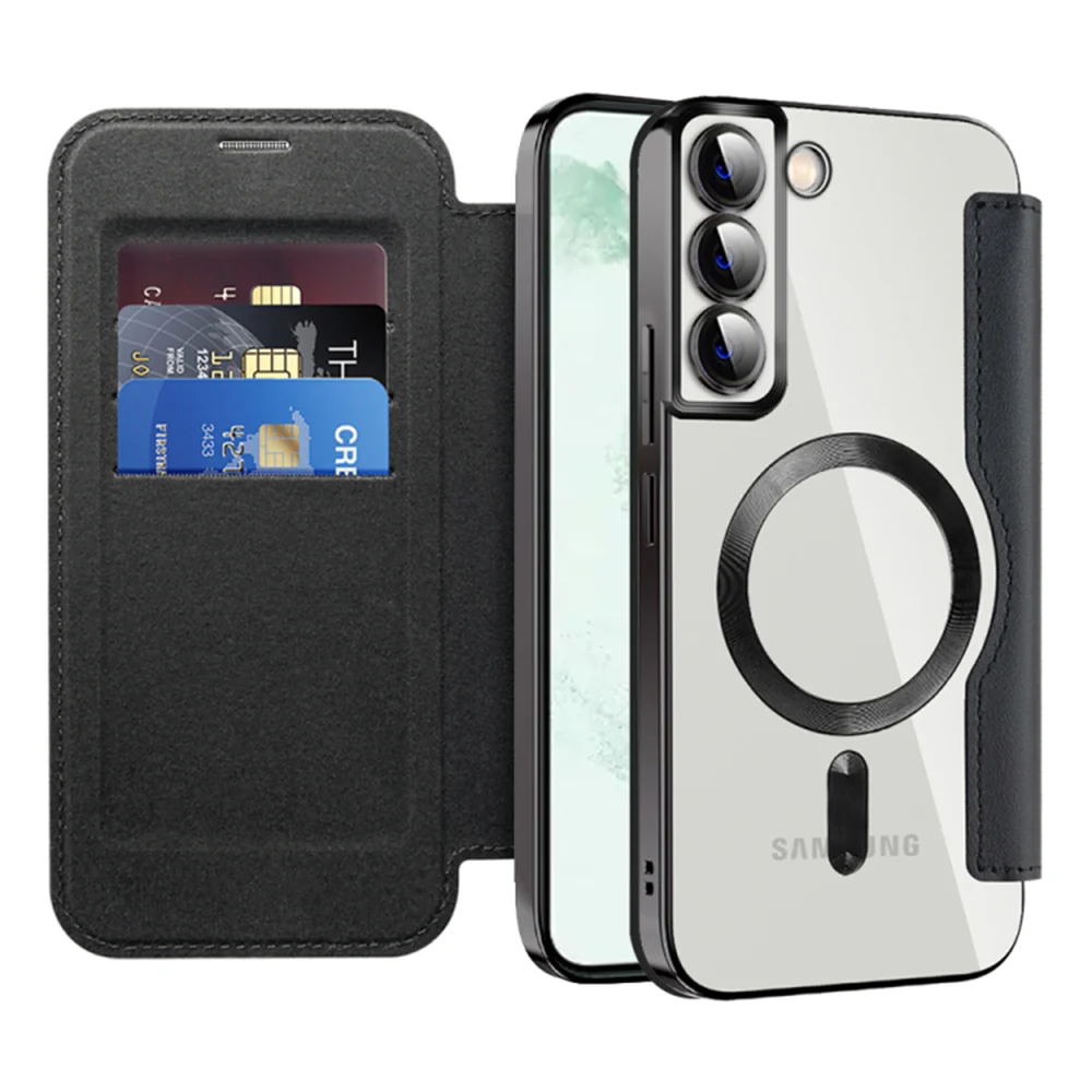 MagSafe Case for Samsung Galaxy S22+ 5G S906, Techsuit, SmartMag Book, Black