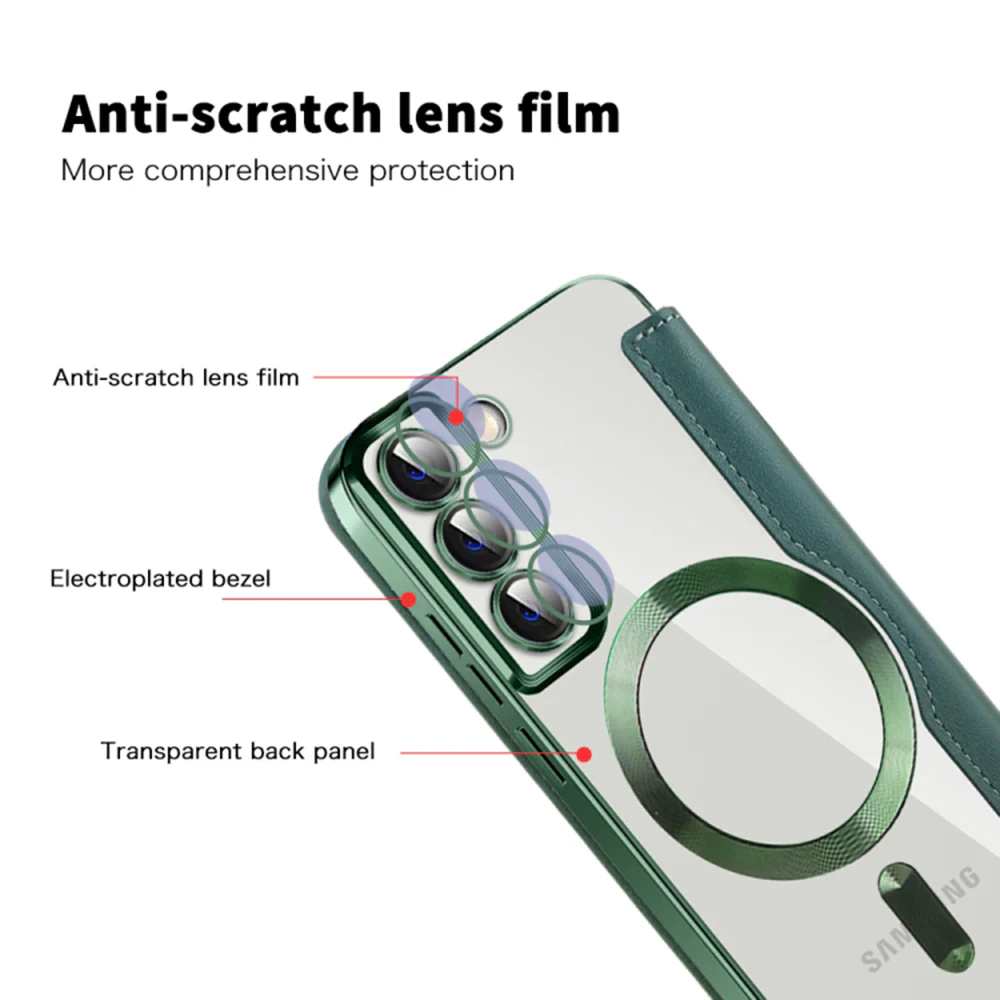 MagSafe Case for Samsung Galaxy S22+ 5G S906, Techsuit, SmartMag Book, Green - Image 3