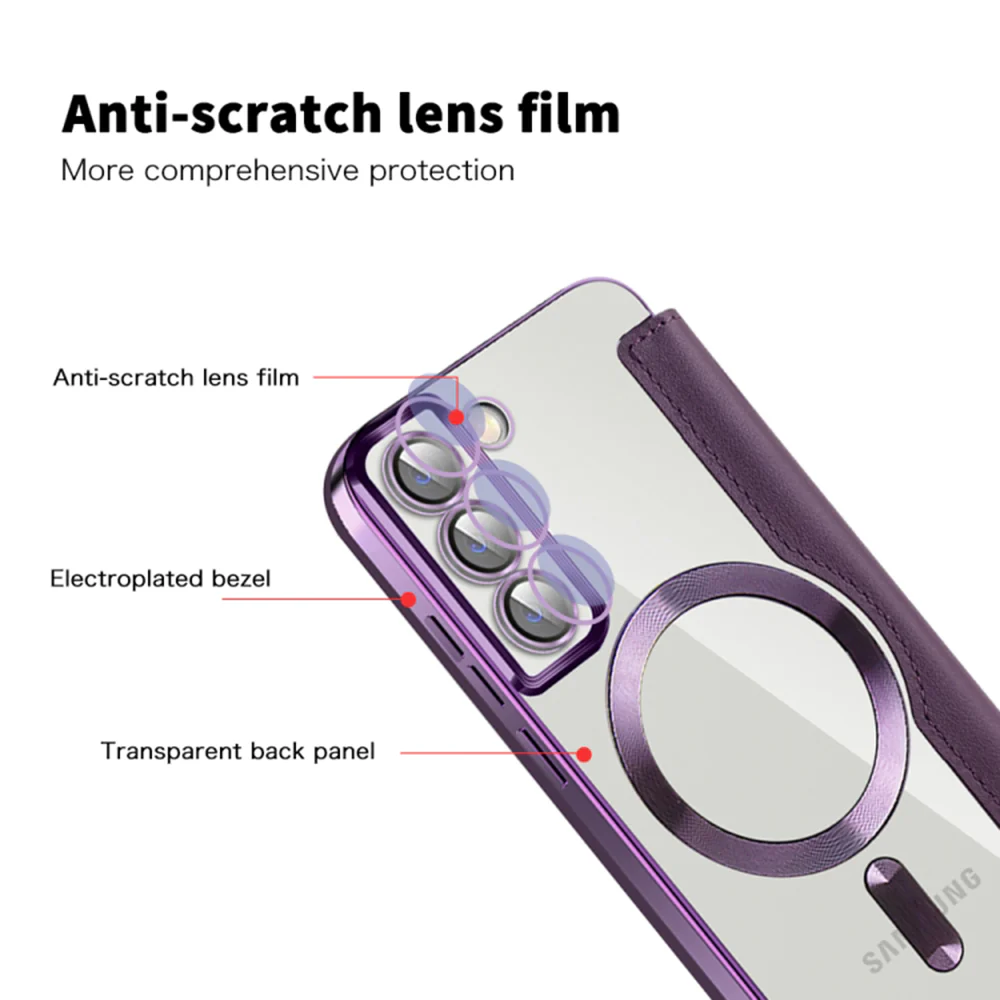 MagSafe Case for Samsung Galaxy S22+ 5G S906, Techsuit, SmartMag Book, Purple - Image 3