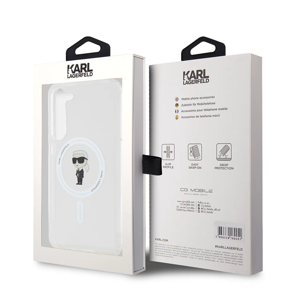 MagSafe Case for Samsung Galaxy S23+ S916, Karl Lagerfeld, IML Ikonik Karl, Transparent - Image 7