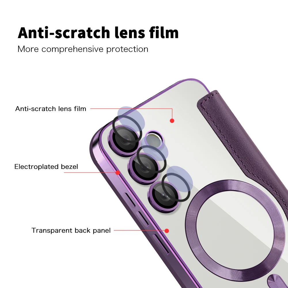 MagSafe Case for Samsung Galaxy S24 FE S721, Techsuit, SmartMag Book, Purple - Image 3