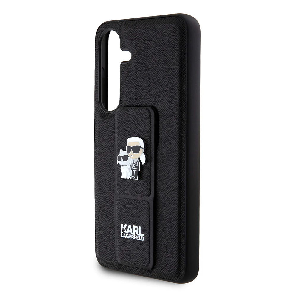 MagSafe Case for Samsung Galaxy S24 S921, Karl Lagerfeld, Saffiano Gripstand Karl & Choupette, Black - Image 5