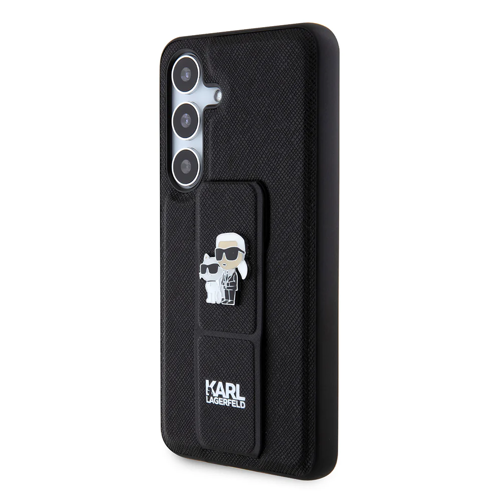 MagSafe Case for Samsung Galaxy S24 S921, Karl Lagerfeld, Saffiano Gripstand Karl & Choupette, Black - Image 6