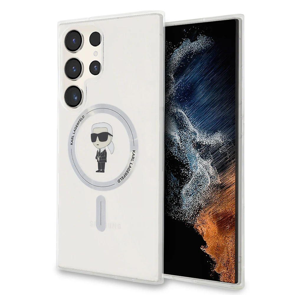 MagSafe Case for Samsung Galaxy S24 Ultra S928, Karl Lagerfeld, IML Ikonik Karl, Transparent