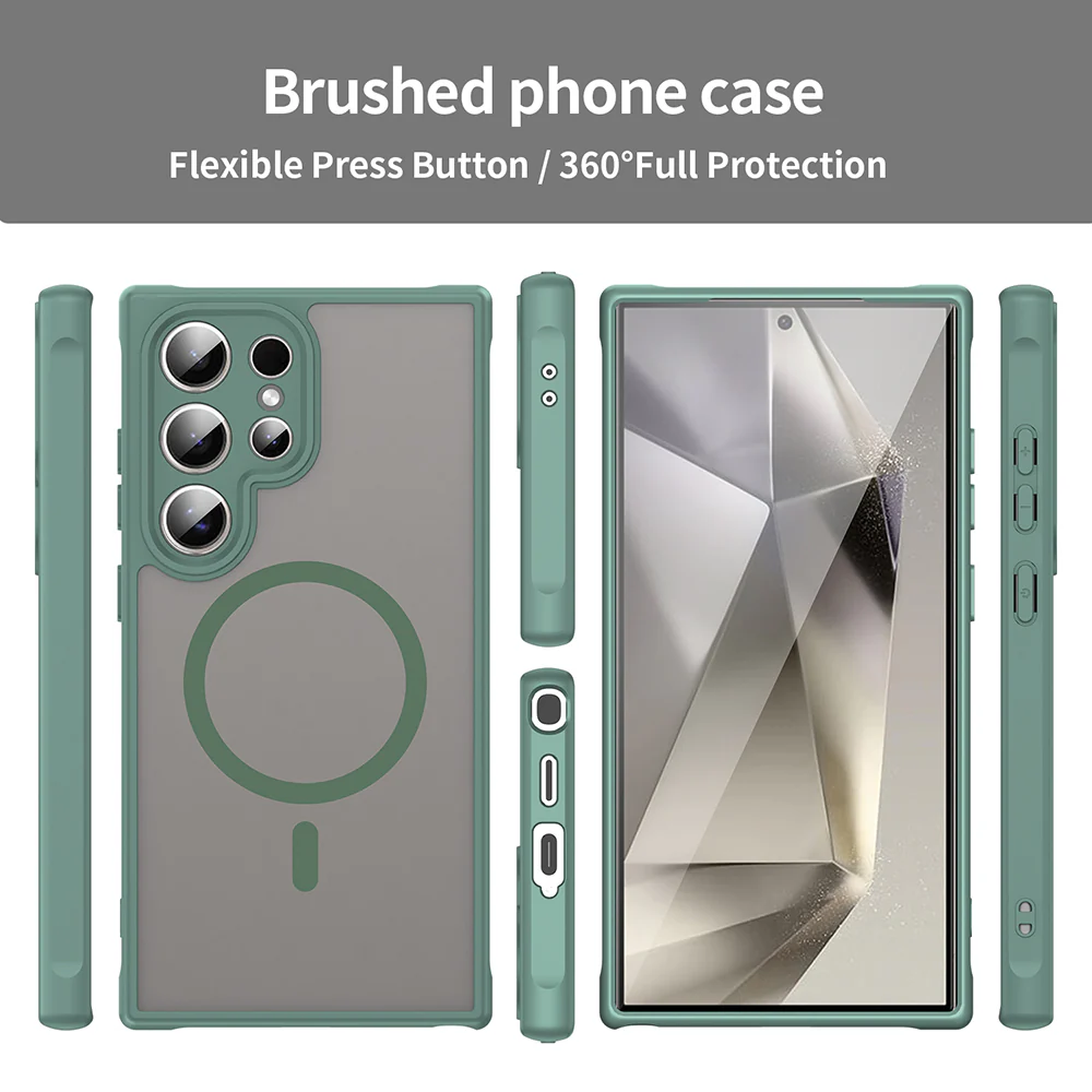 MagSafe Case for Samsung Galaxy S24 Ultra S928, Techsuit, HaloFrost II, Green - Image 3