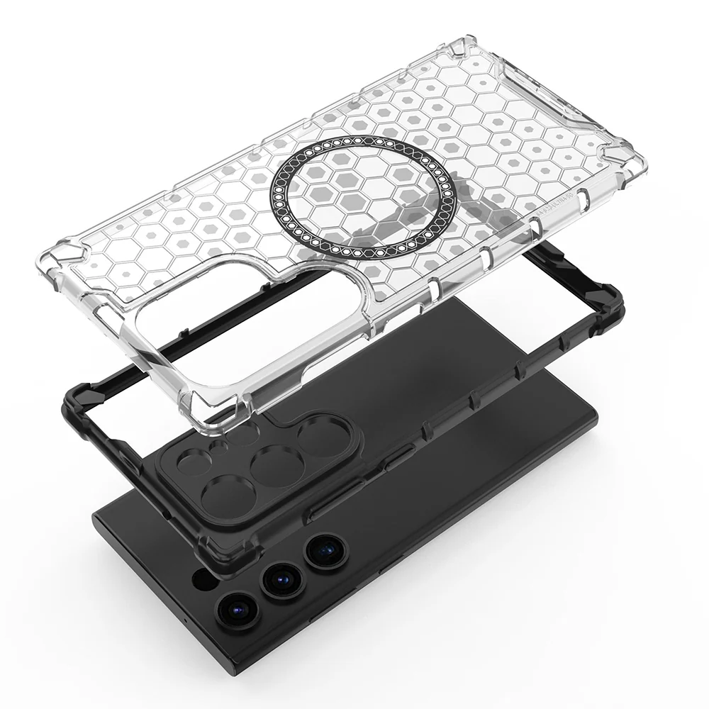 MagSafe Case for Samsung Galaxy S24 Ultra S928, Techsuit, HoneyComb Shield, White - Image 3