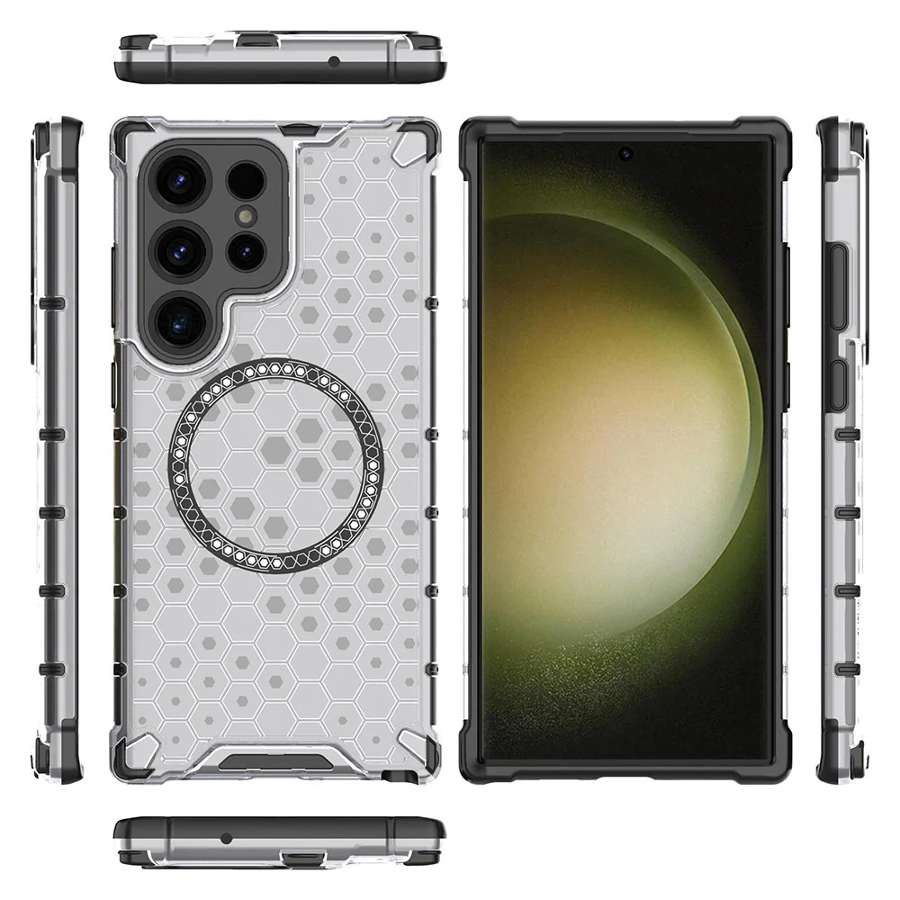 MagSafe Case for Samsung Galaxy S24 Ultra S928, Techsuit, HoneyComb Shield, White - Image 6
