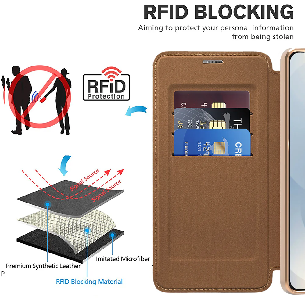 MagSafe Case for Samsung Galaxy S25 Edge S937, Techsuit, SmartMag Book, Brown - Image 5
