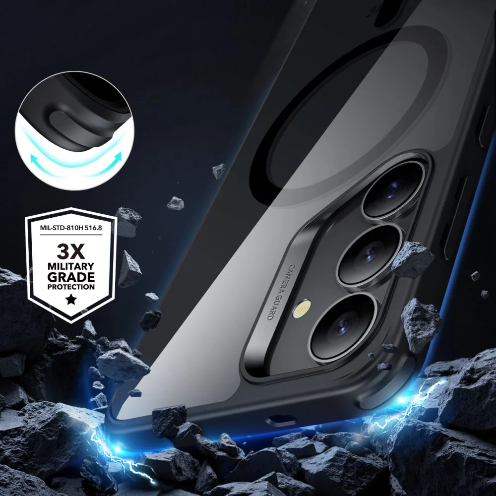MagSafe Case for Samsung Galaxy S25+ S936, ESR, Classic Hybrid, Black Transparent - Image 3