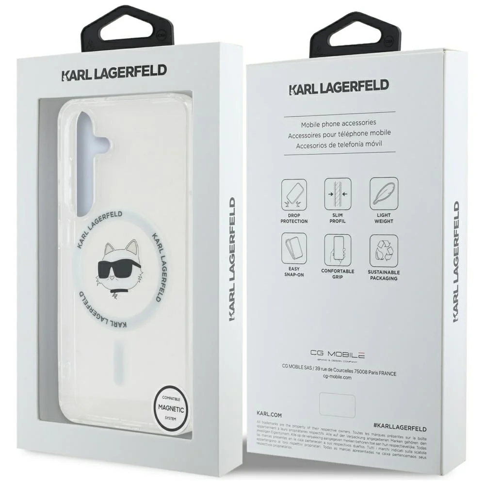 MagSafe Case for Samsung Galaxy S25+ S936, Karl Lagerfeld, IML Choupette's Head, White - Image 7