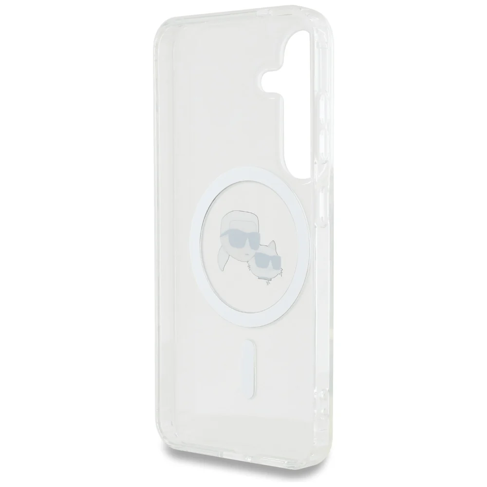 MagSafe Case for Samsung Galaxy S25+ S936, Karl Lagerfeld, IML Metal Karl & Choupette's Heads, Silver - Image 3