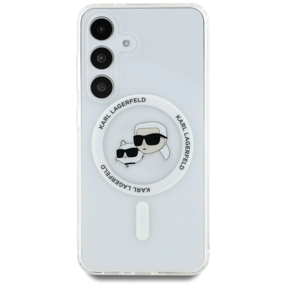 MagSafe Case for Samsung Galaxy S25+ S936, Karl Lagerfeld, IML Metal Karl & Choupette's Heads, Silver - Image 4