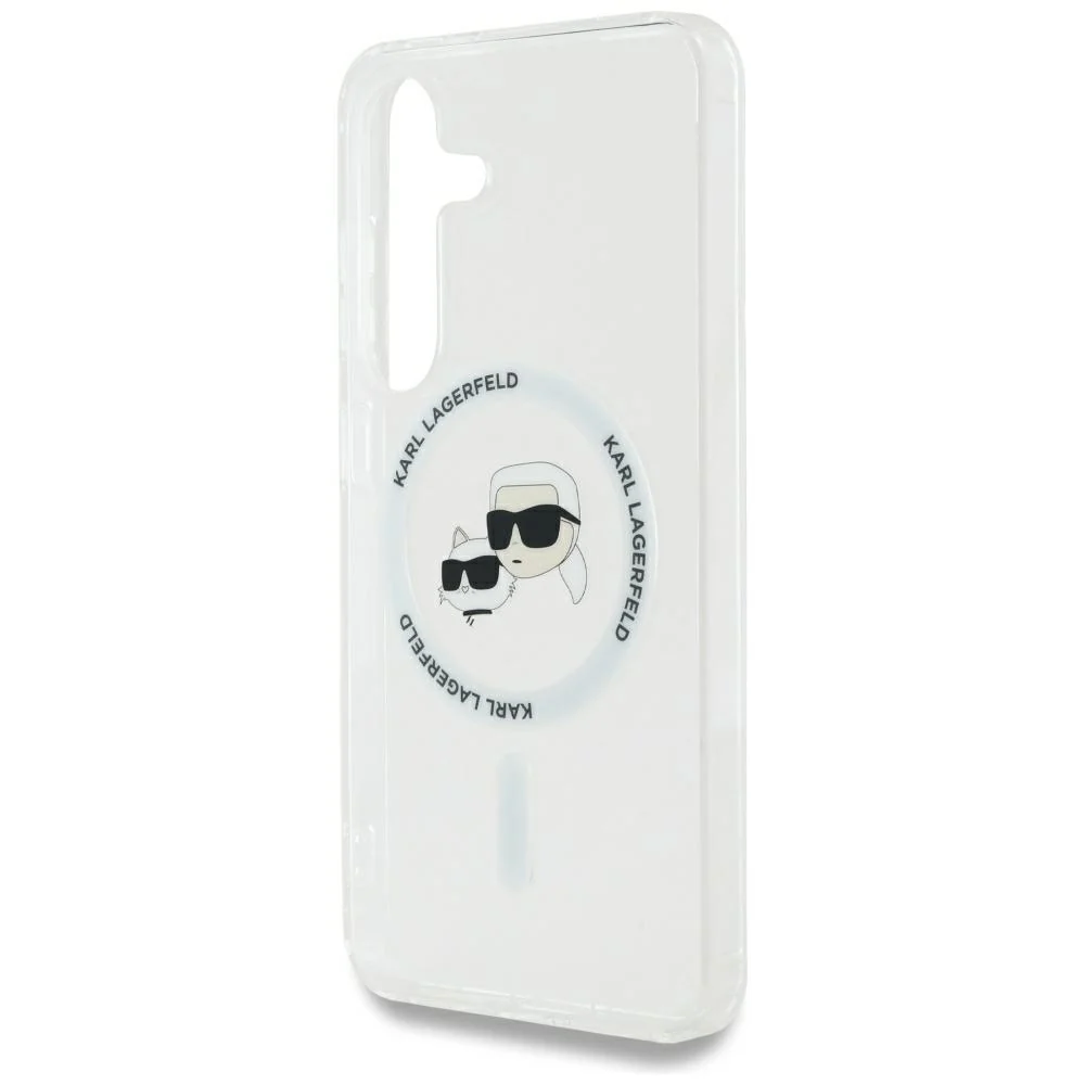 MagSafe Case for Samsung Galaxy S25+ S936, Karl Lagerfeld, IML Metal Karl & Choupette's Heads, Silver - Image 5