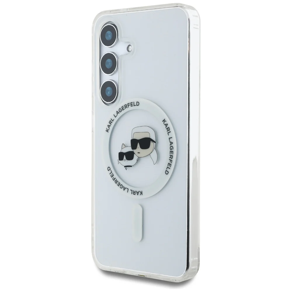 MagSafe Case for Samsung Galaxy S25+ S936, Karl Lagerfeld, IML Metal Karl & Choupette's Heads, Silver - Image 6