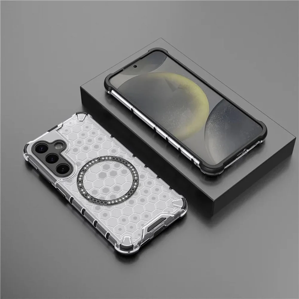 MagSafe Case for Samsung Galaxy S25+ S936, Techsuit, HoneyComb Shield, White - Image 6
