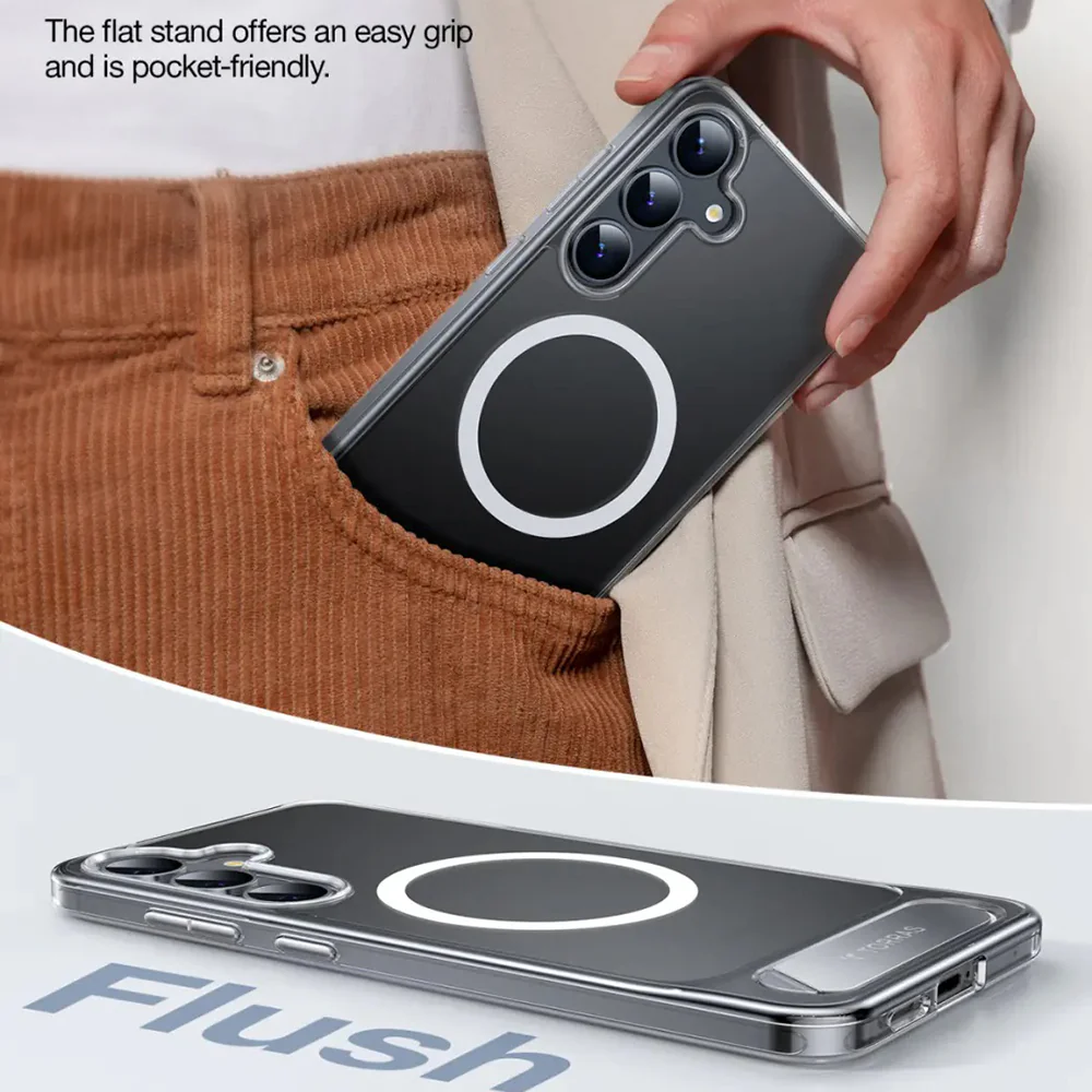 MagSafe Case for Samsung Galaxy S25+ S936, Torras, Pstand, Transparent - Image 4