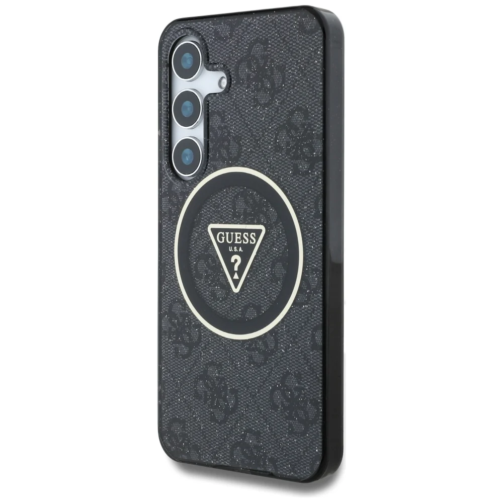 MagSafe Case for Samsung Galaxy S25 S931, Guess, IML Glitter 4G Circle Triangle, Black - Image 5