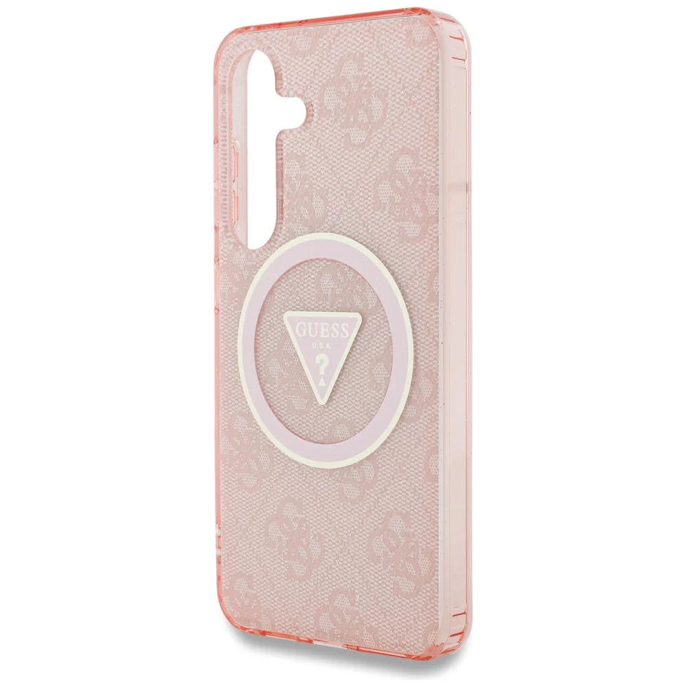 MagSafe Case for Samsung Galaxy S25 S931, Guess, IML Glitter 4G Circle Triangle, Pink - Image 3